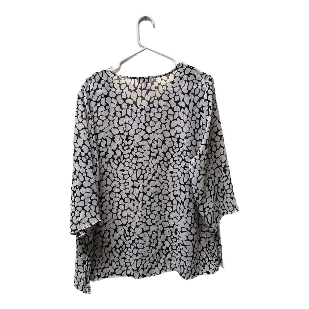 Elementz Woman Black and White Chiffon Blouse, 2X, Pre-owned - Picture 4 of 8